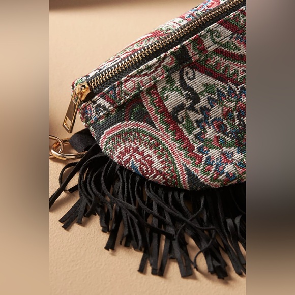 NWT Anthropologie Crescent Fringe Sling Bag - Picture 3 of 3